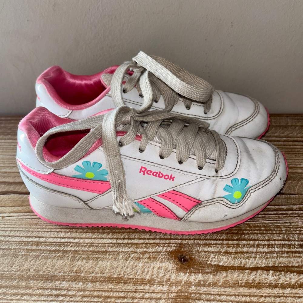 Reebok Kids White and Pink Floral Sneakers
